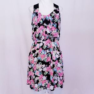 Xhilaration Racerback Pink/Black Floral Dress